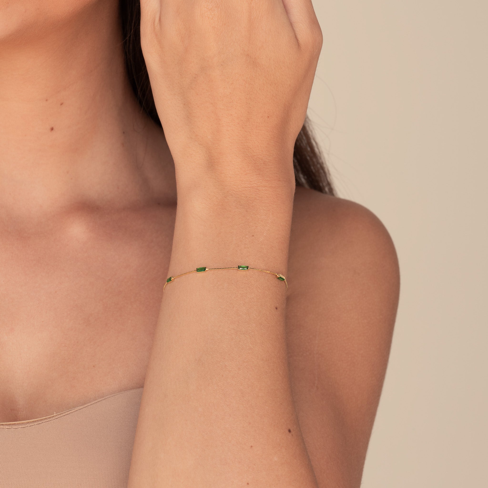 Emerald Baguette Bracelet Gold