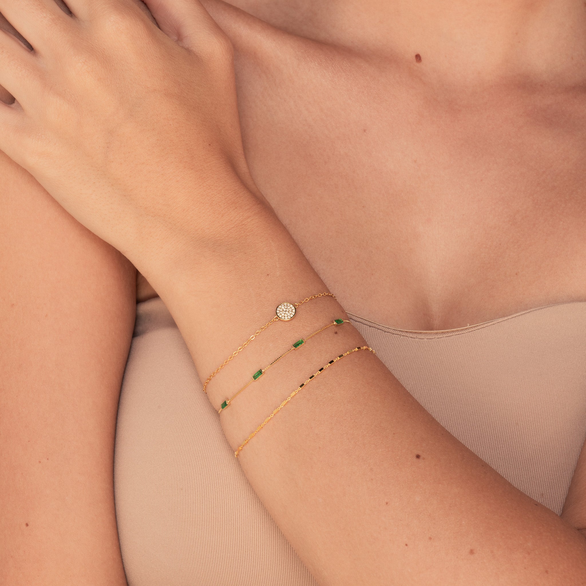 Emerald Baguette Bracelet Gold