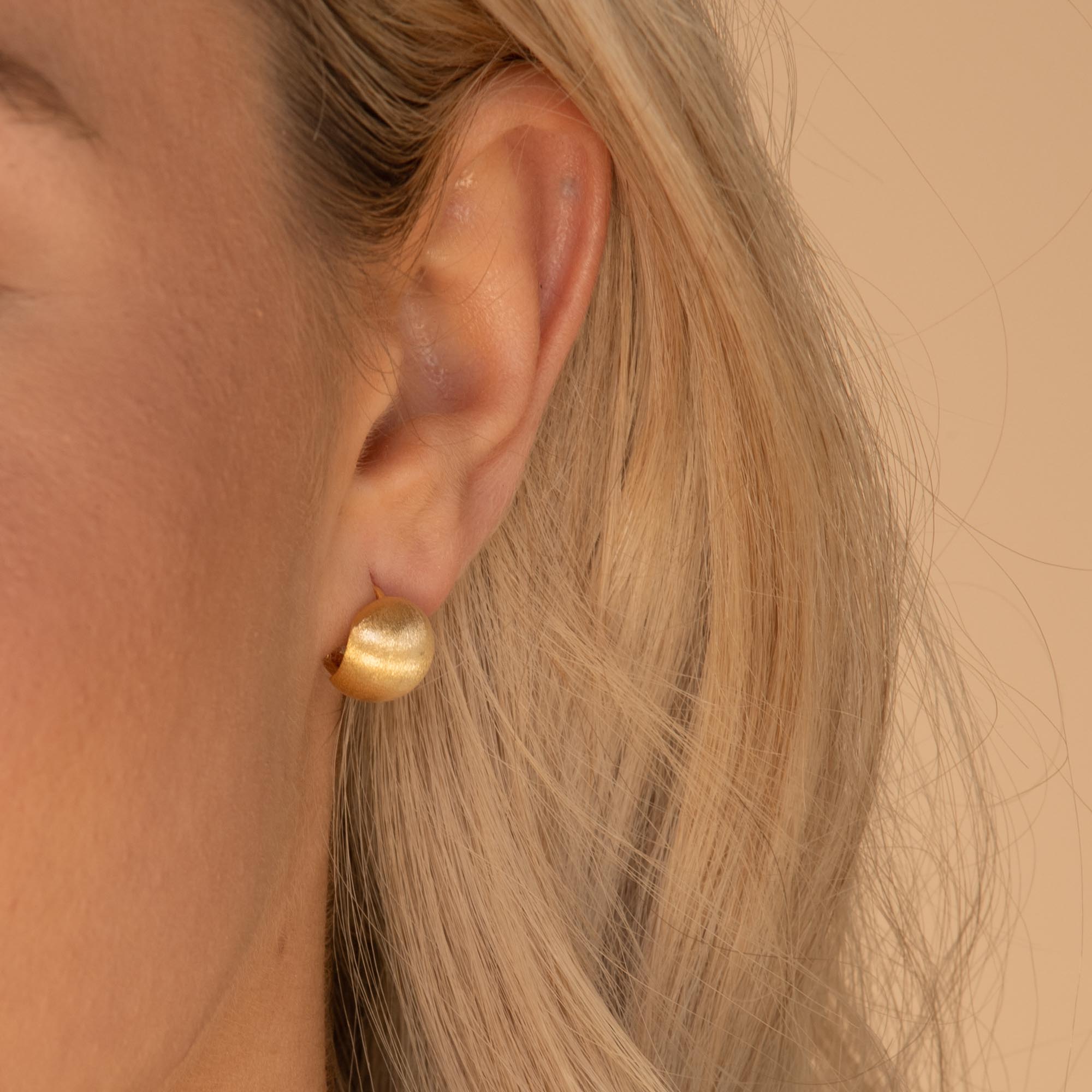 Circular Matte Huggie Earrings Gold