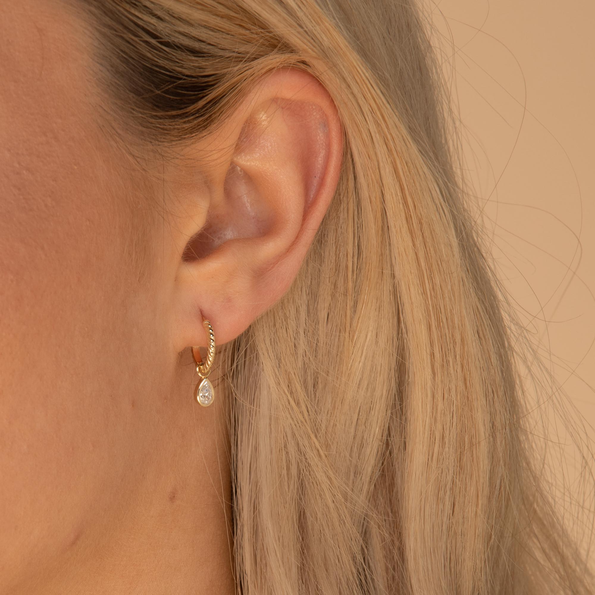 Teardrop Huggie Hoop Earrings Gold