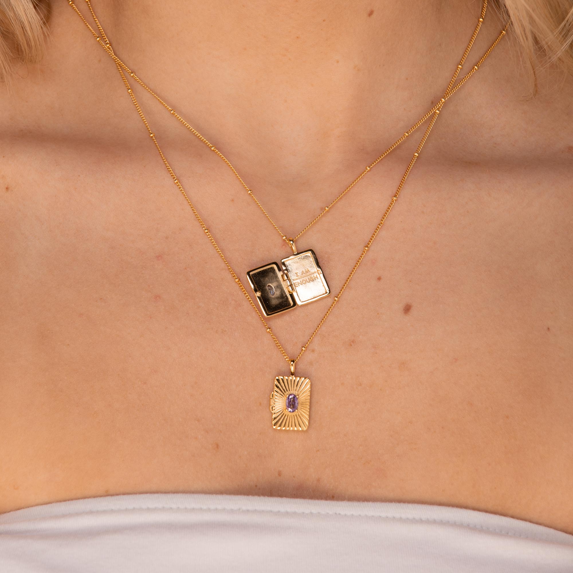 I am Worthy Locket Necklace Gold