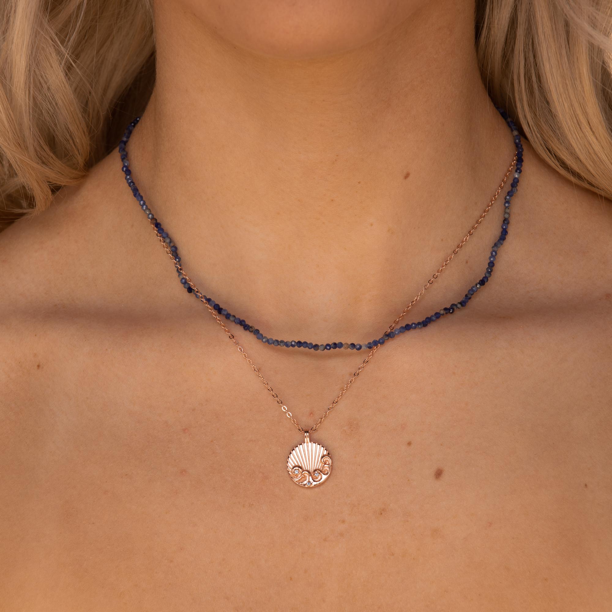 Water Element Medallion Necklace Rose Gold