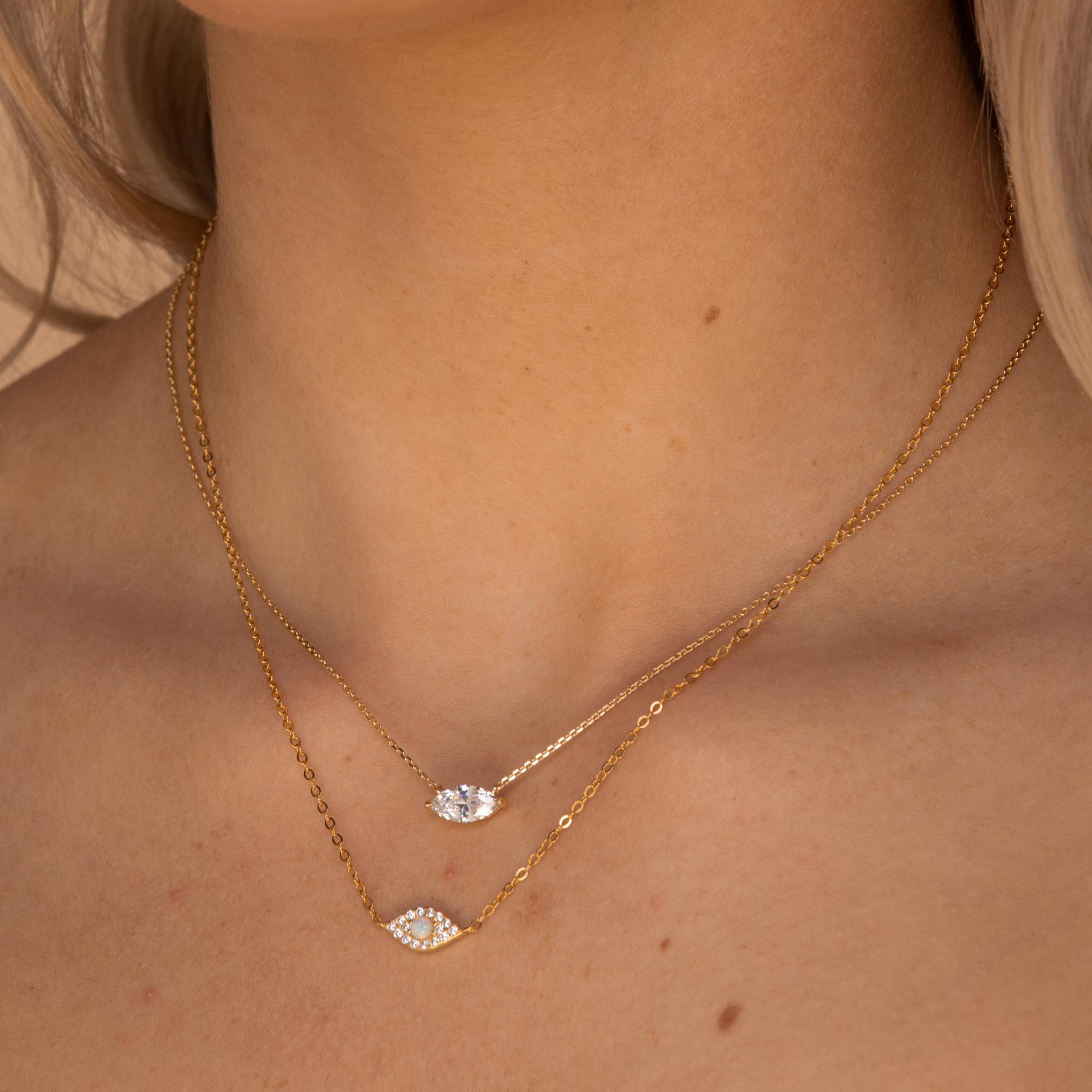 Marquise Sapphire Necklace Gold