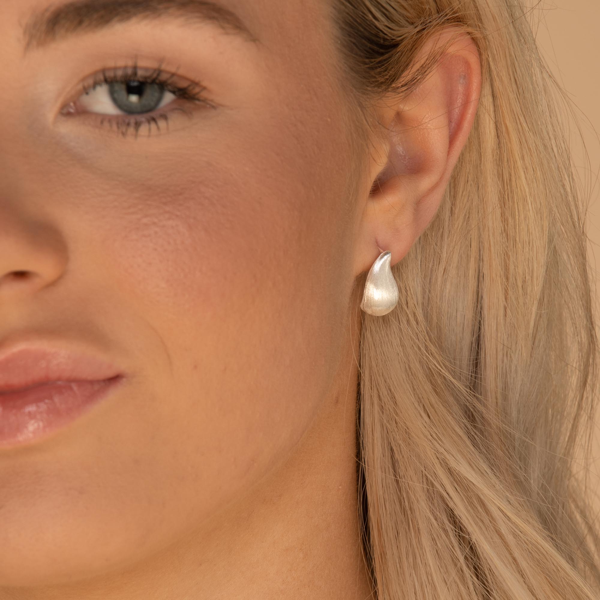 Statement Teardrop Matte Earrings Silver