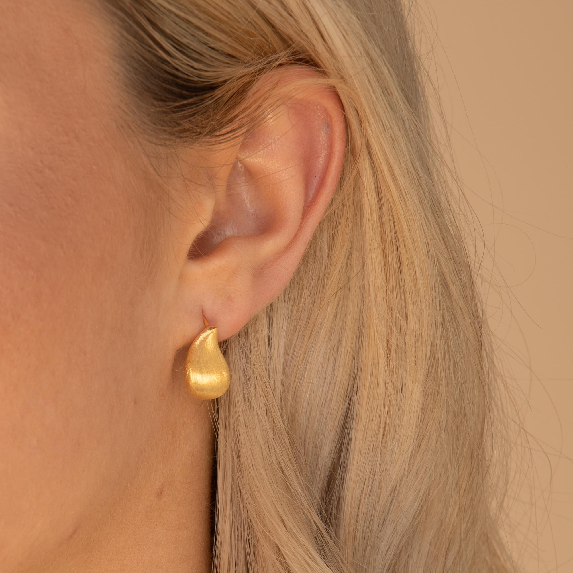 Statement Teardrop Matte Earrings Gold