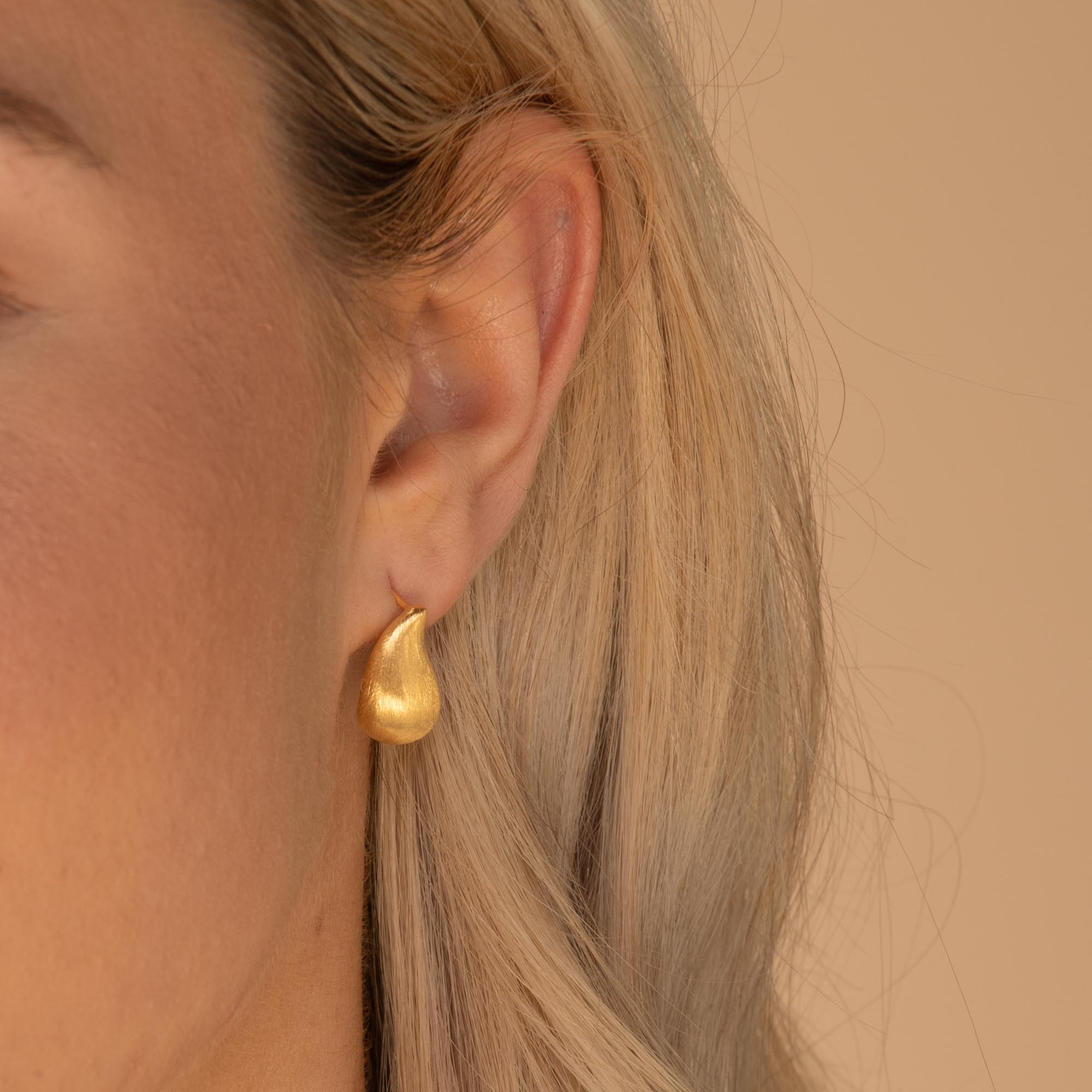 Statement Teardrop Matte Earrings Gold