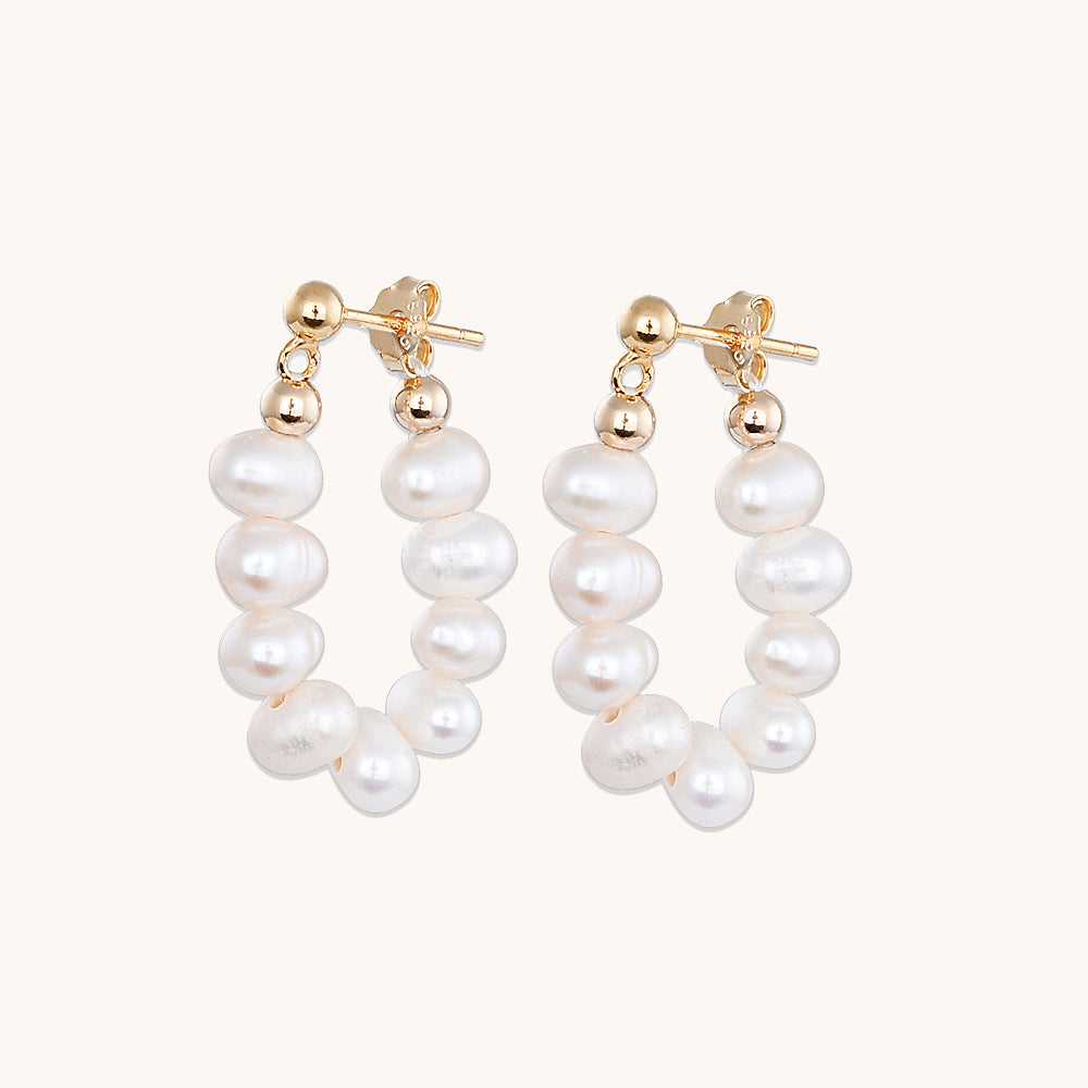 Solara Freshwater Pearl Huggie Earrings Rose Gold