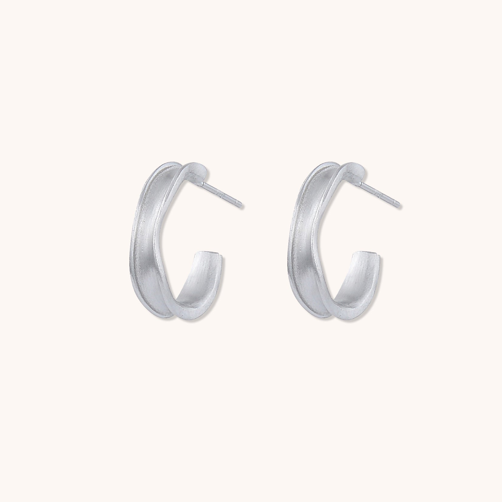 Wave Hoop Earrings Silver