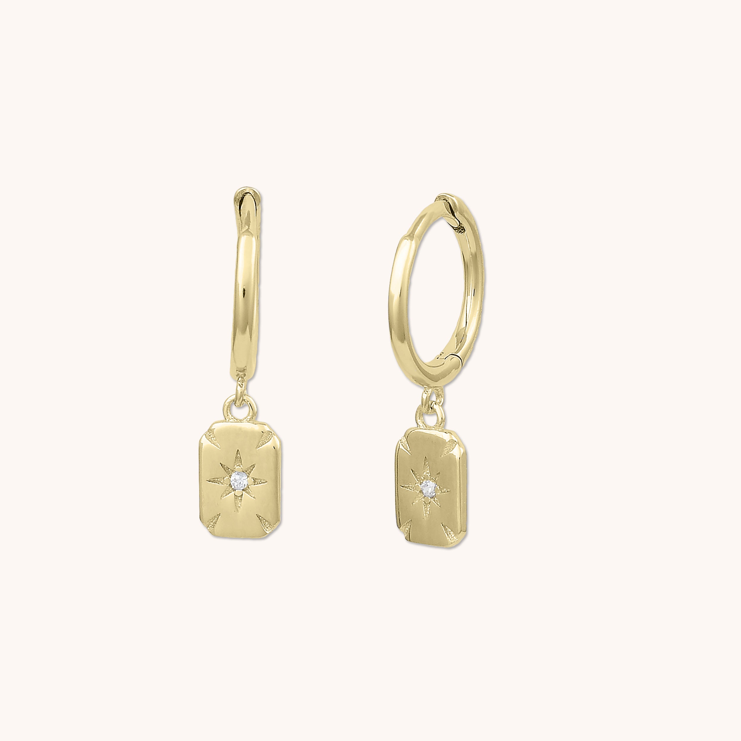 North Star Amulet Huggie Earrings Gold