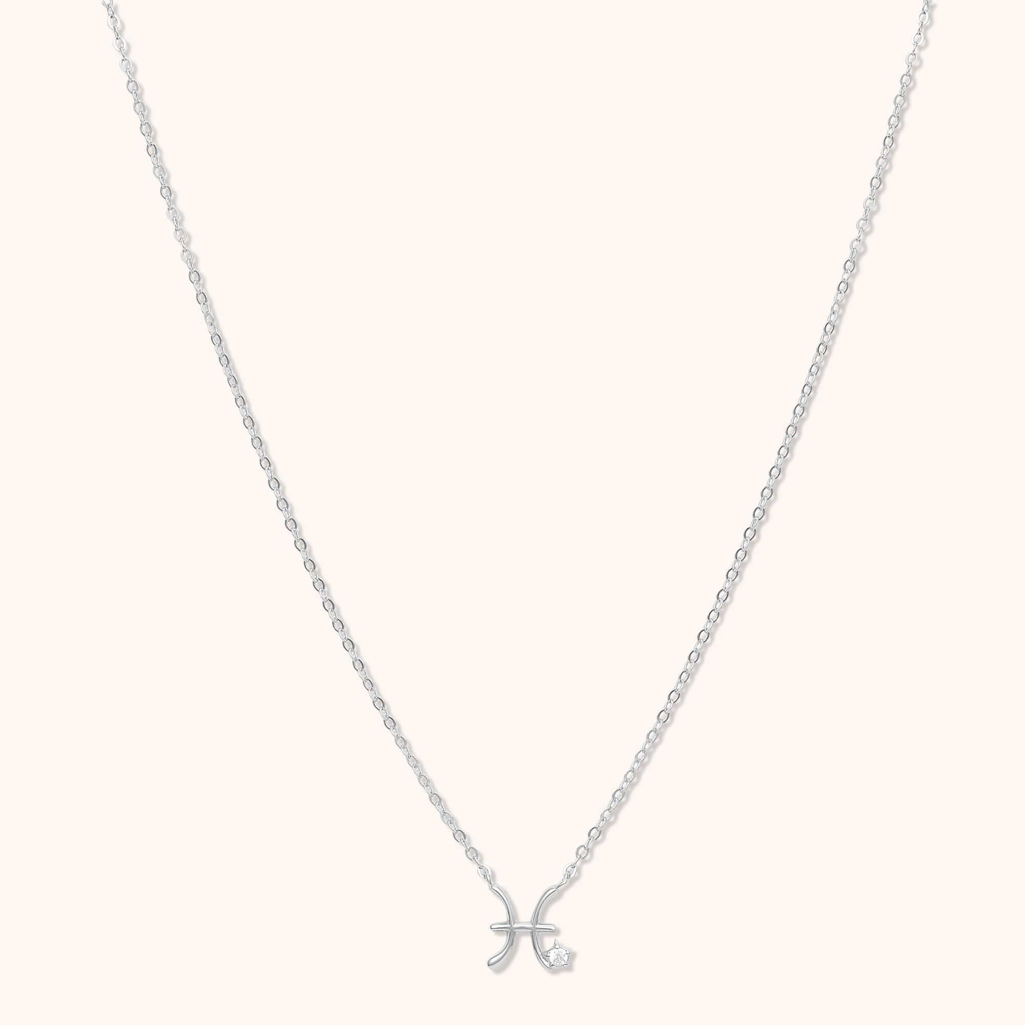 Pisces Star Sign Necklace Silver