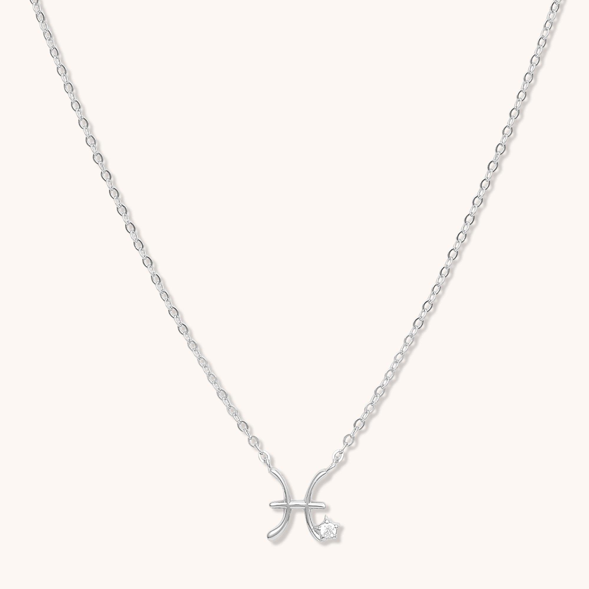 Pisces Star Sign Necklace Silver