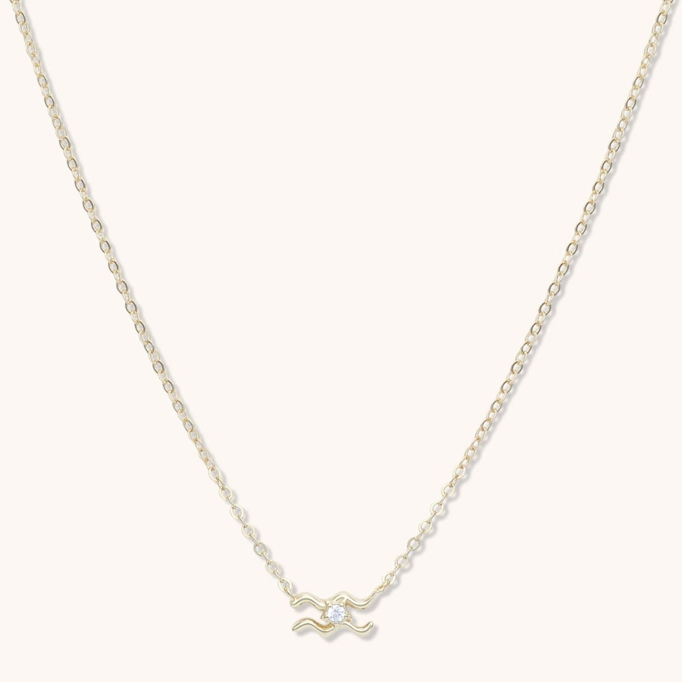 Aquarius Star Sign Necklace Gold