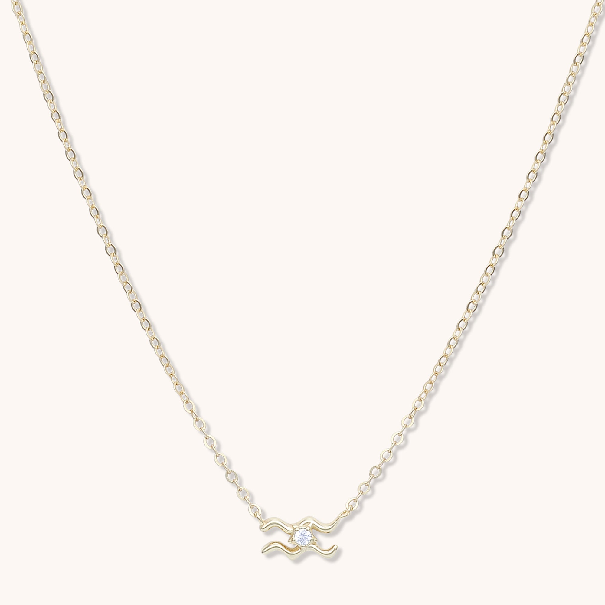 Aquarius Star Sign Necklace Gold