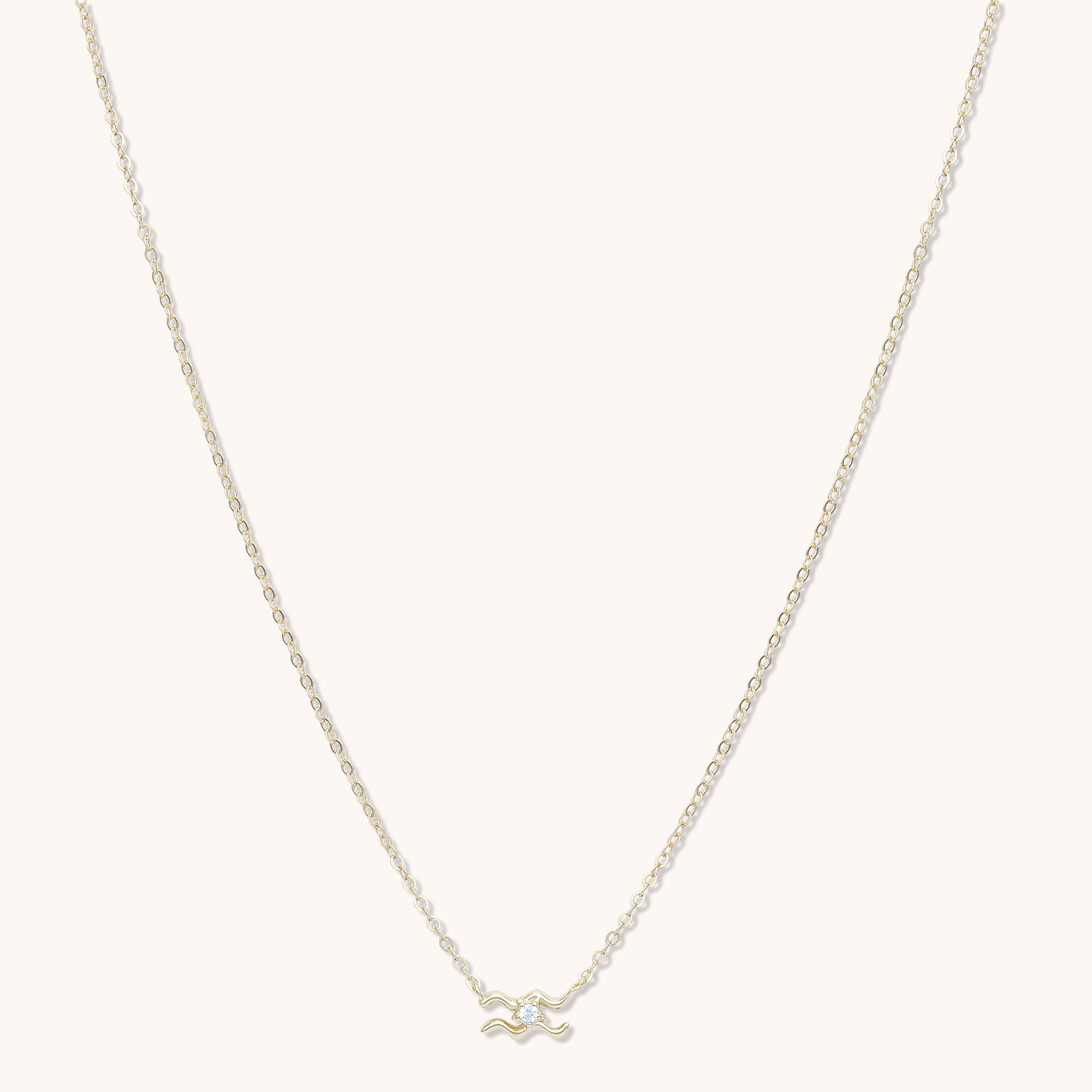 Aquarius Star Sign Necklace Gold