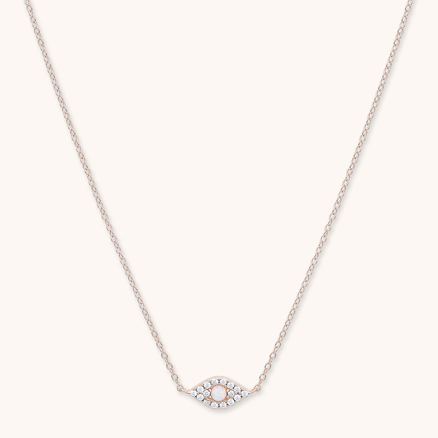 Sapphire Evil Eye Opal Necklace Rose Gold