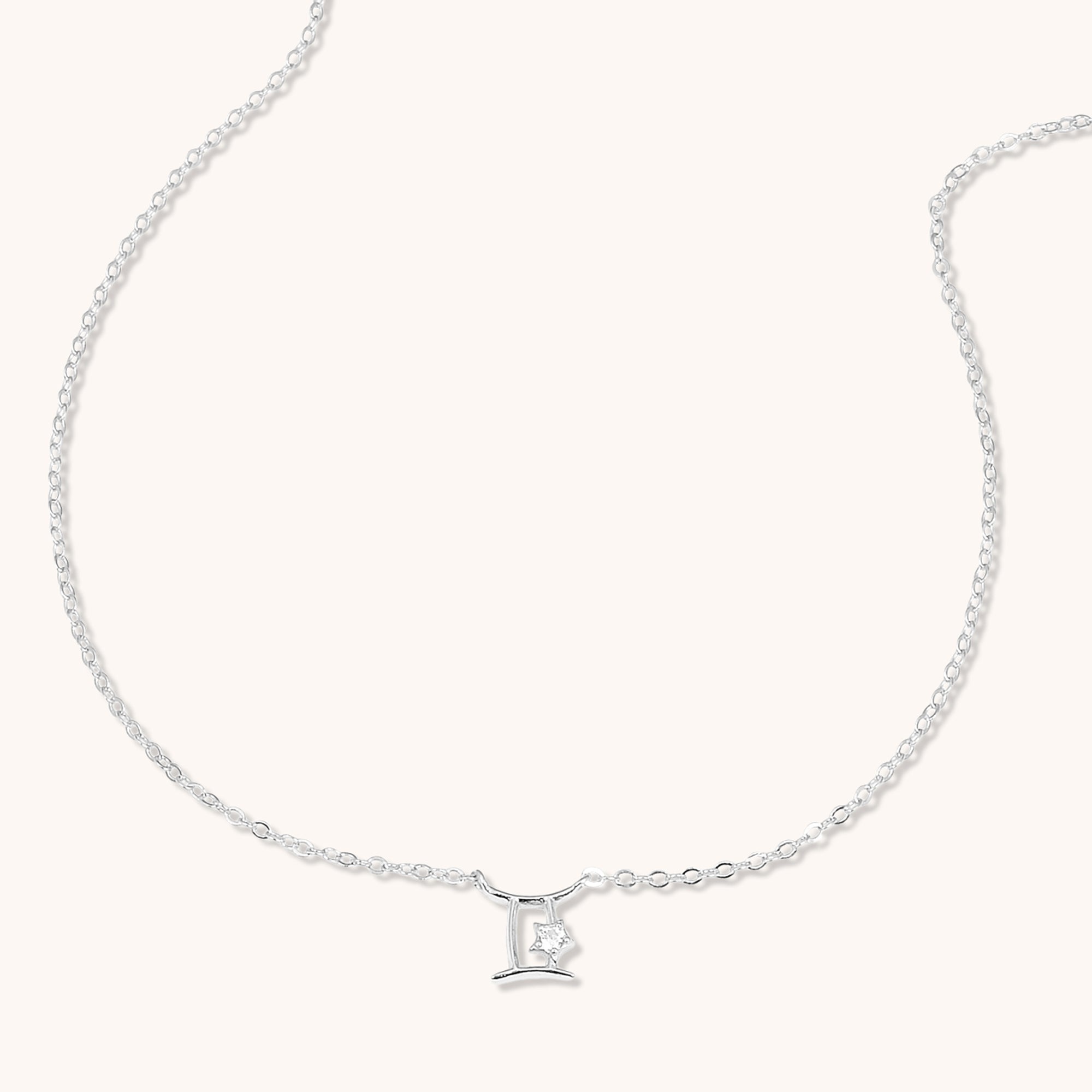 Gemini Star Sign Necklace Silver