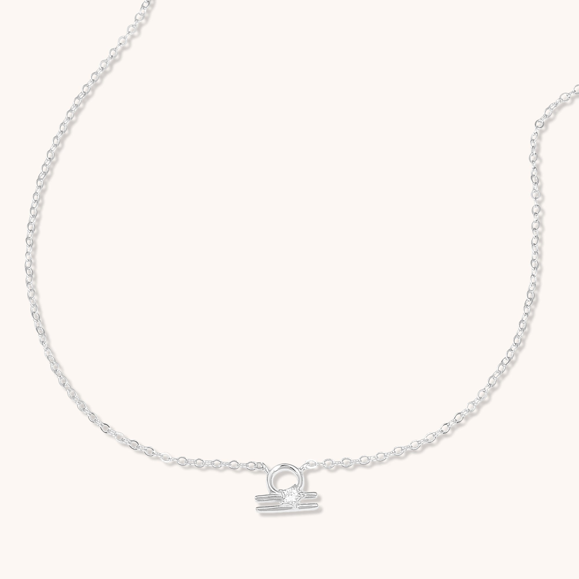 Libra Star Sign Necklace Silver