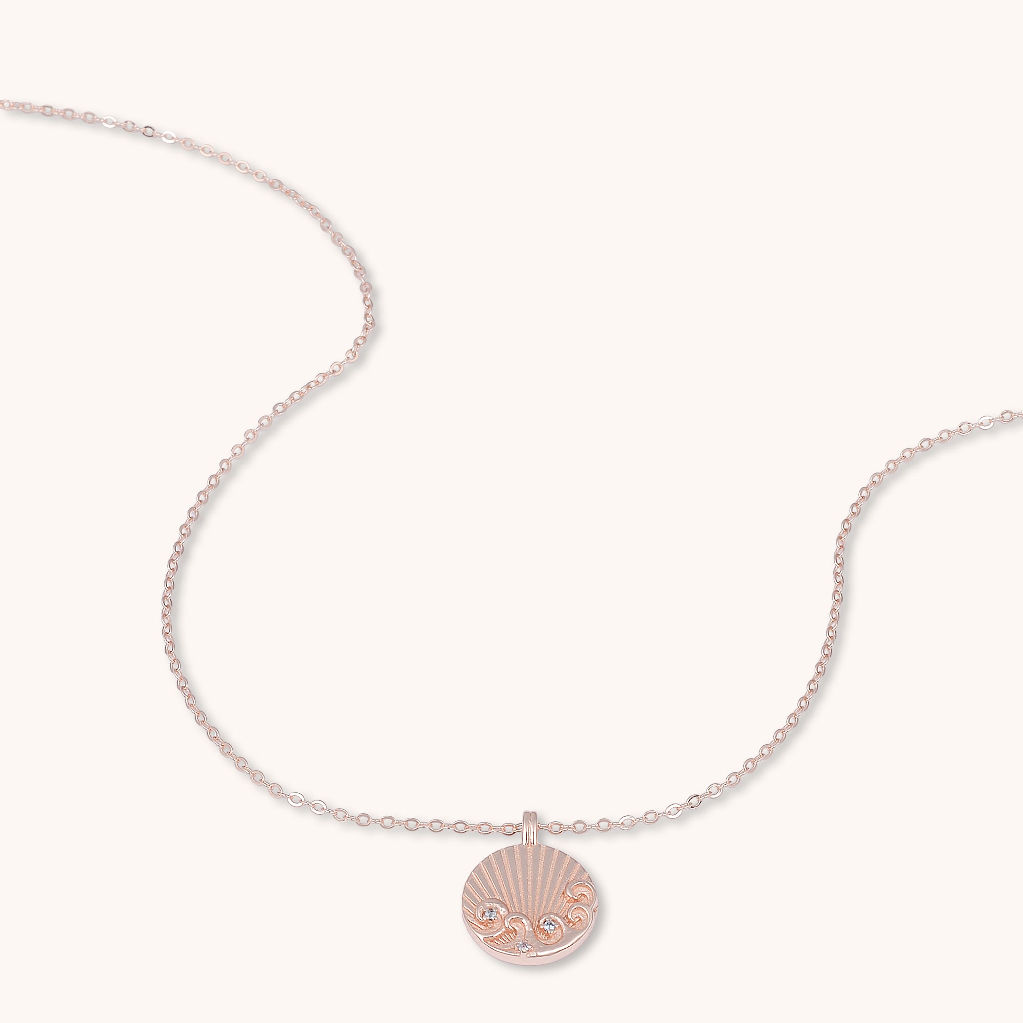 Water Element Medallion Necklace Rose Gold