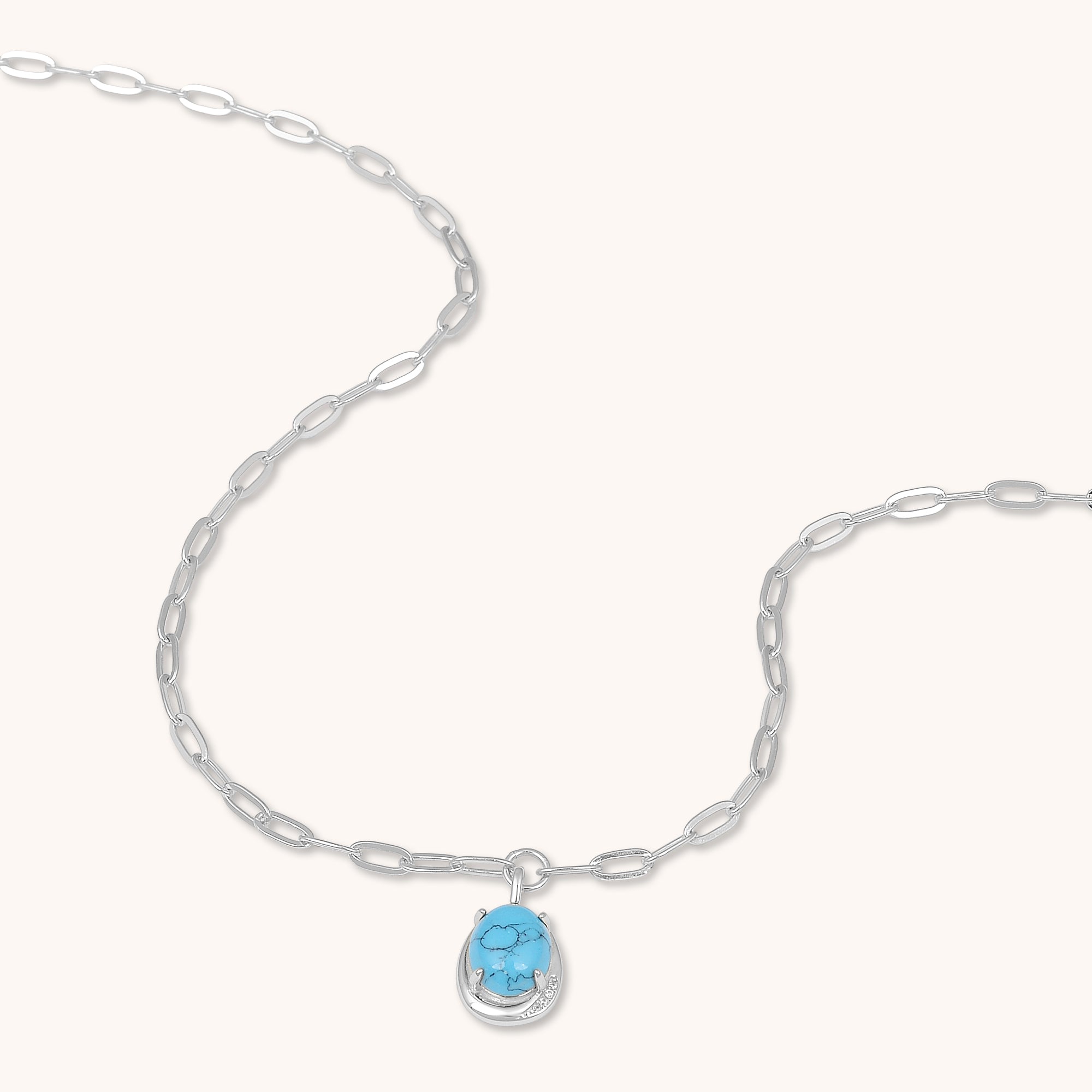 Turquoise Link Necklace Silver