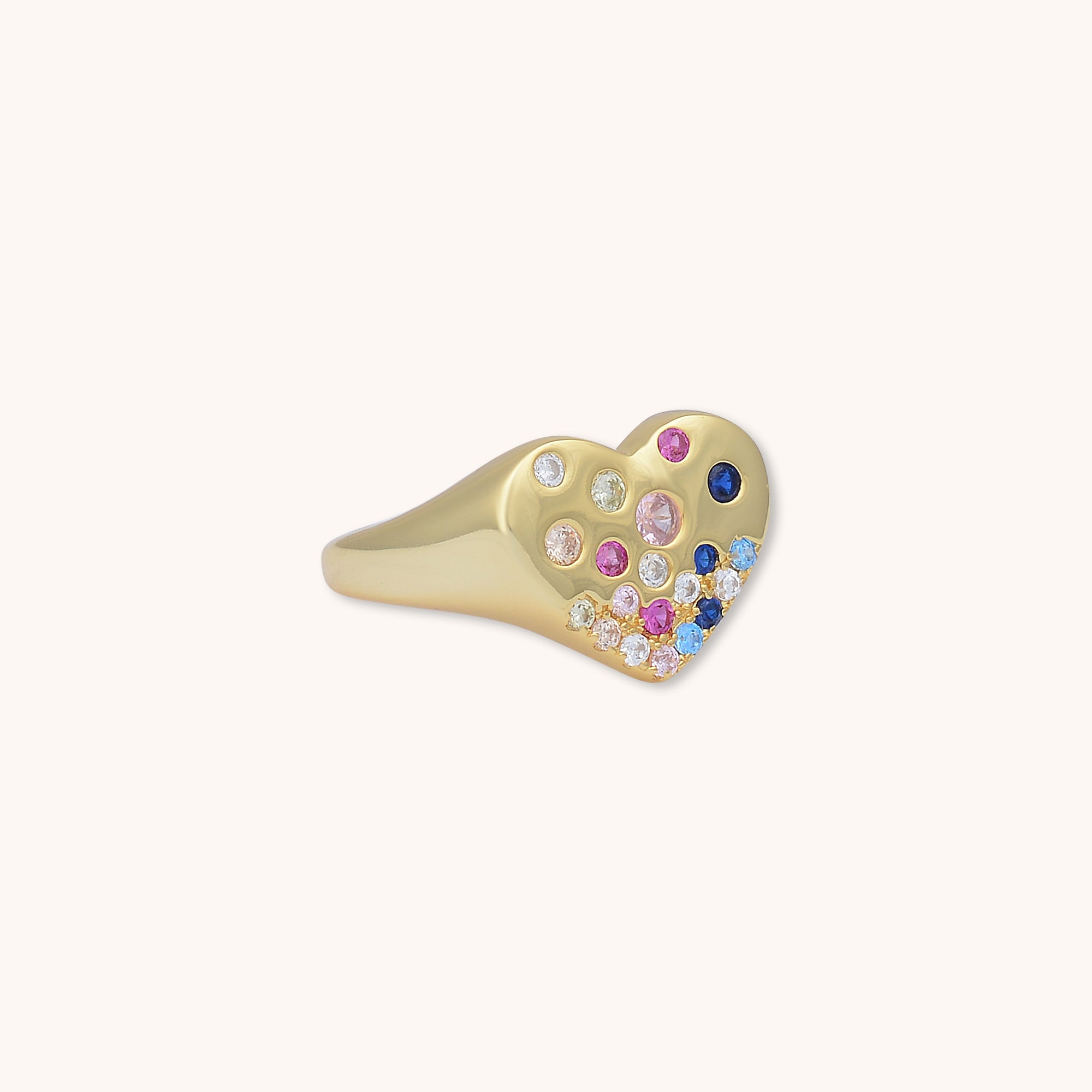 Heart Mosaic Statement Open Ring Gold