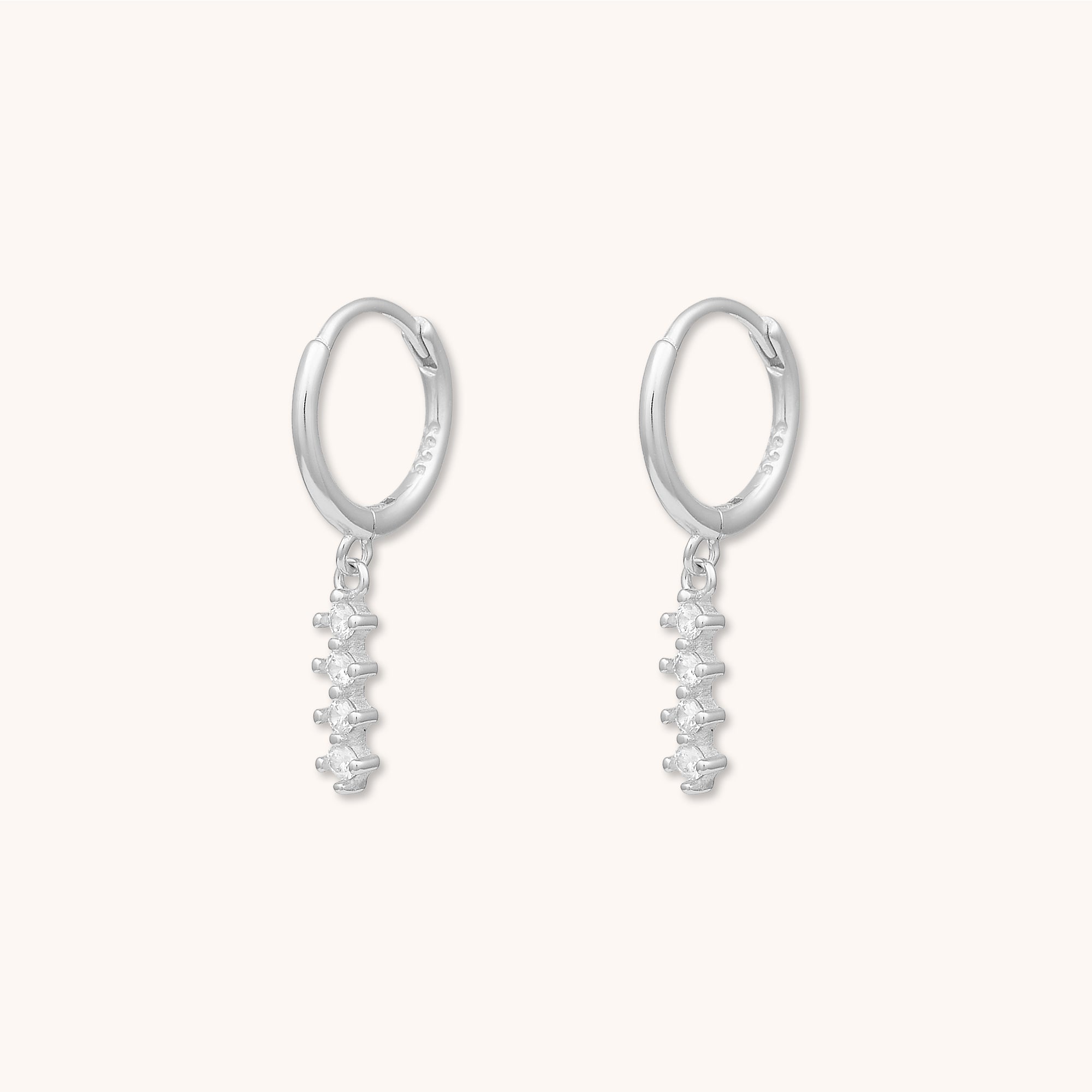 Line Bar Huggie Earrings Silver