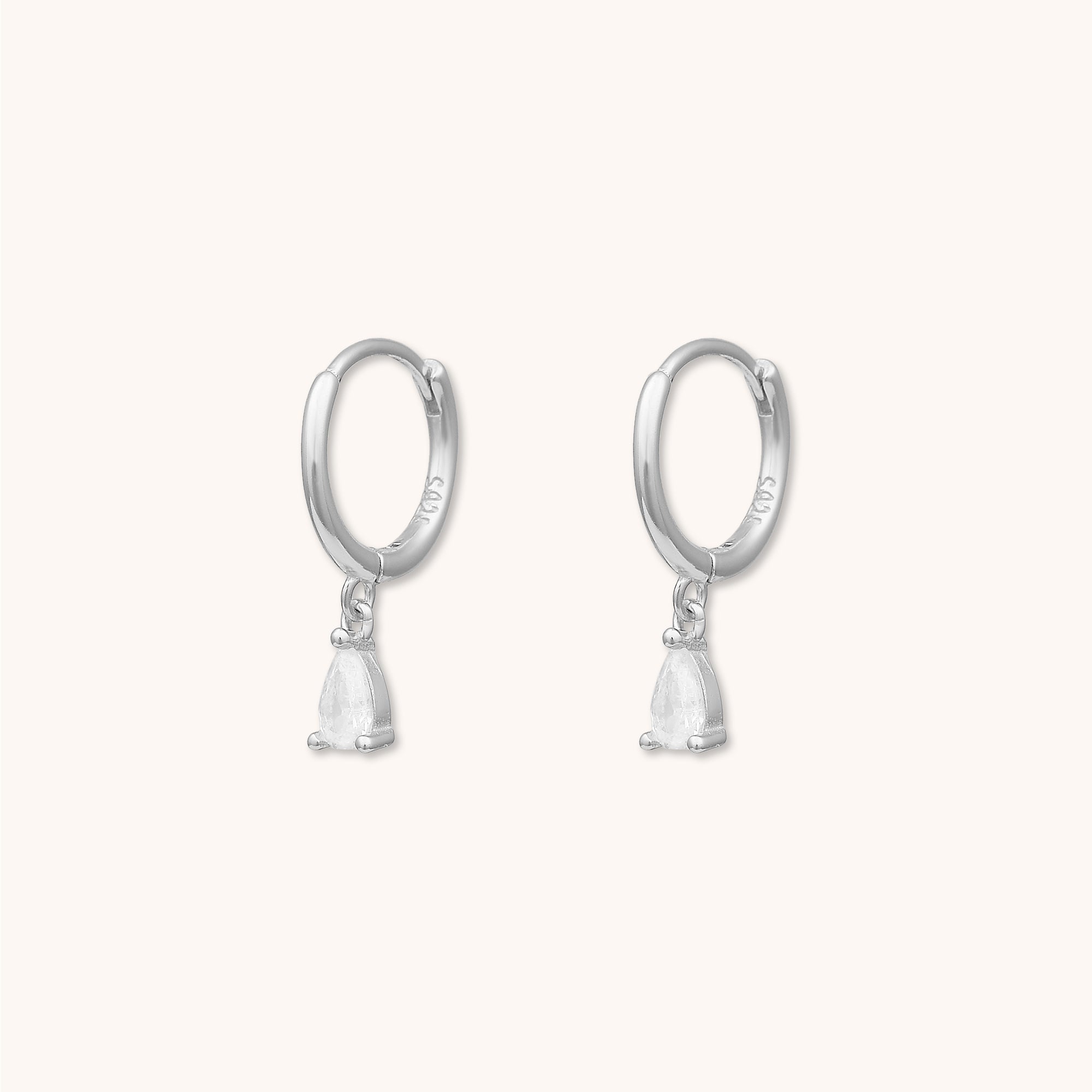 Teardrop Huggie Earrings Silver