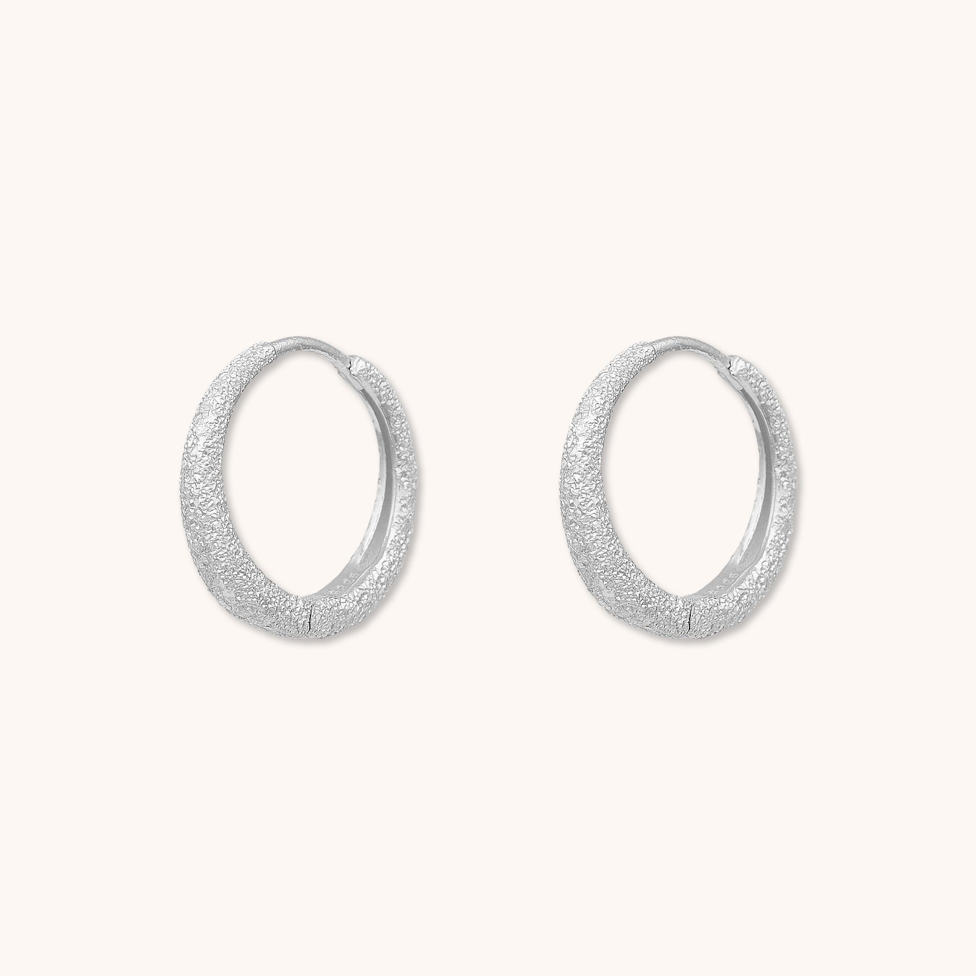 Azura Hammered Huggie Hoop Earrings Silver