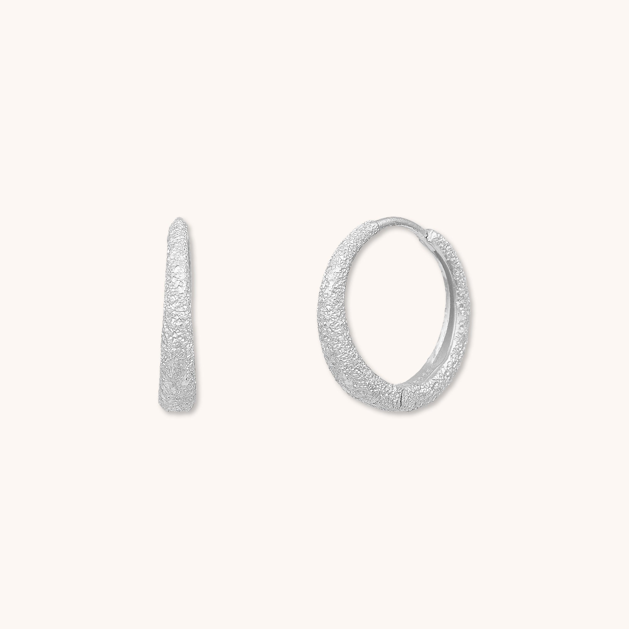 Azura Hammered Huggie Hoop Earrings Silver