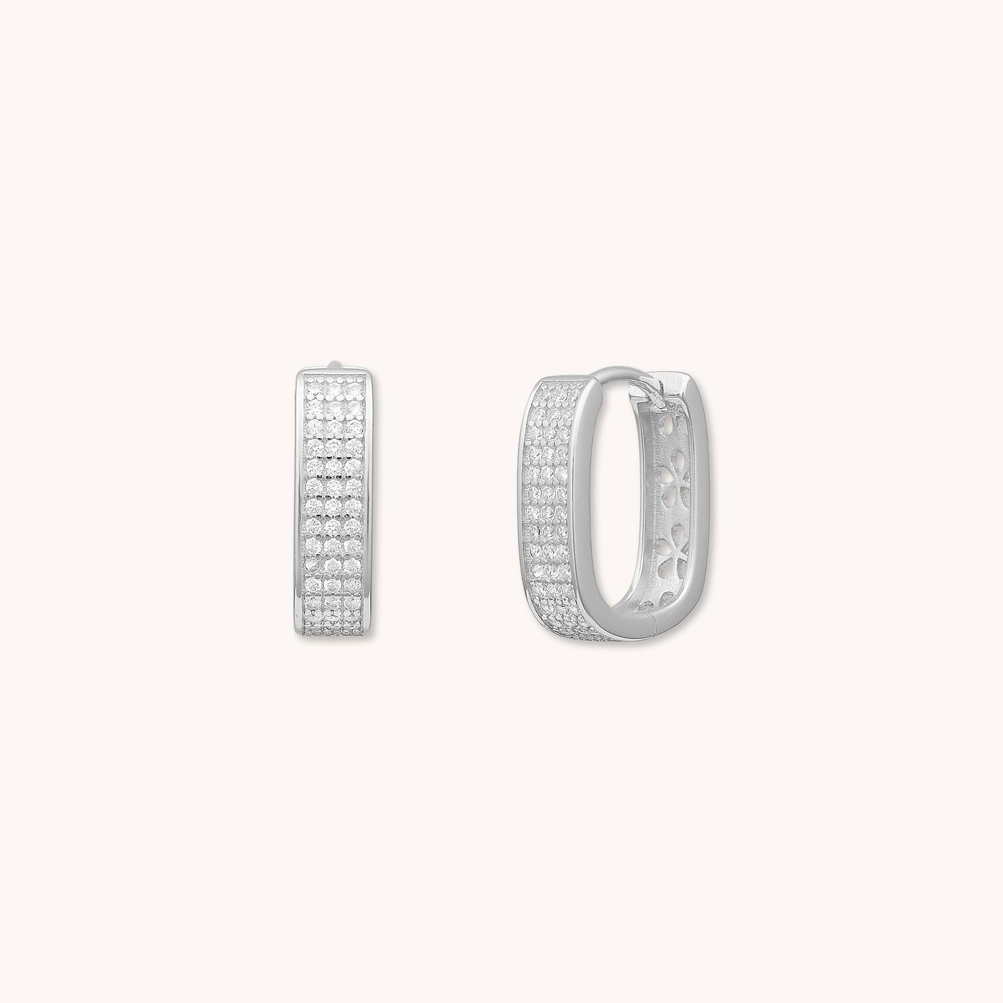 Ethos Zirconia Huggie Hoop Earrings Silver