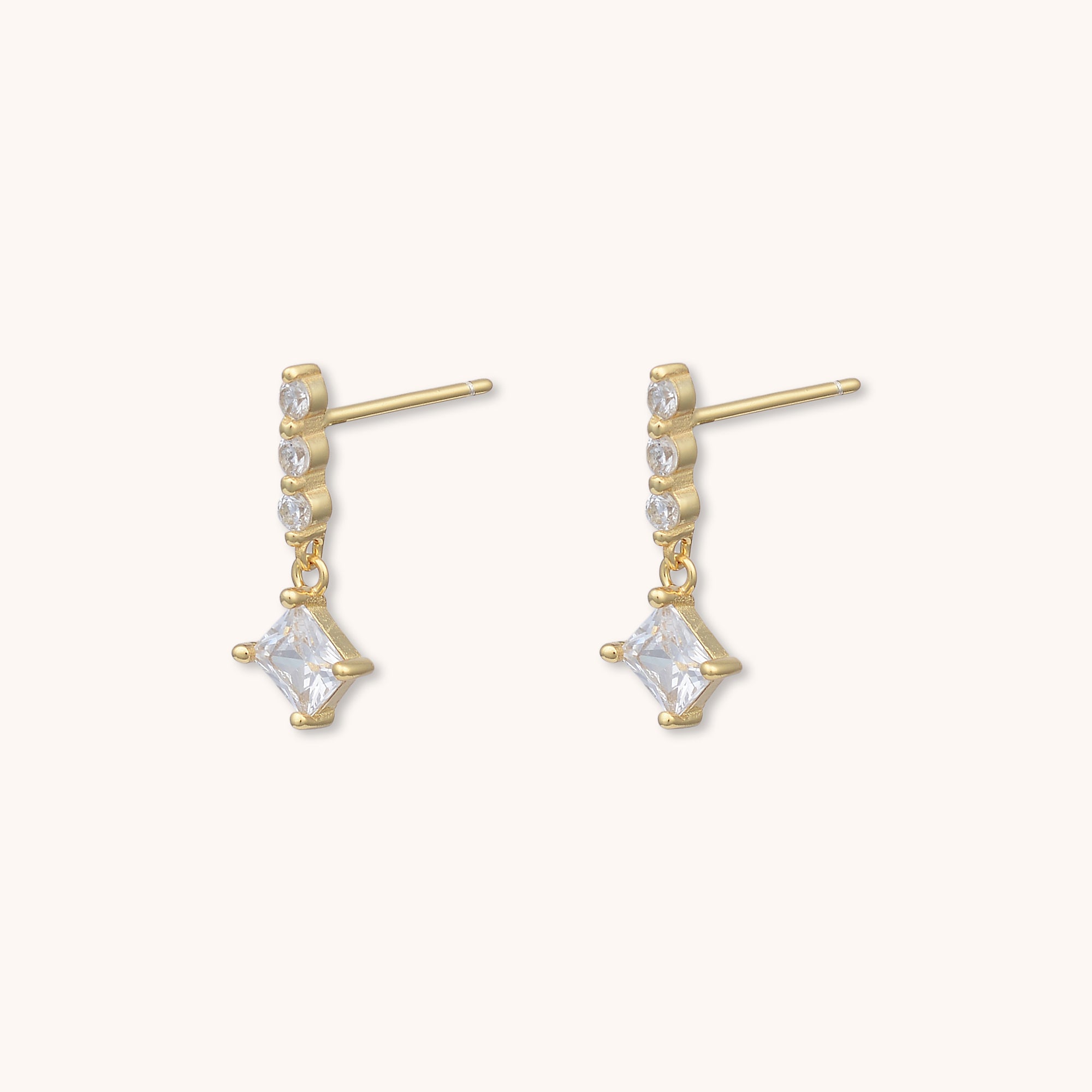 Solstice Sapphire Drop Stud Earrings Gold