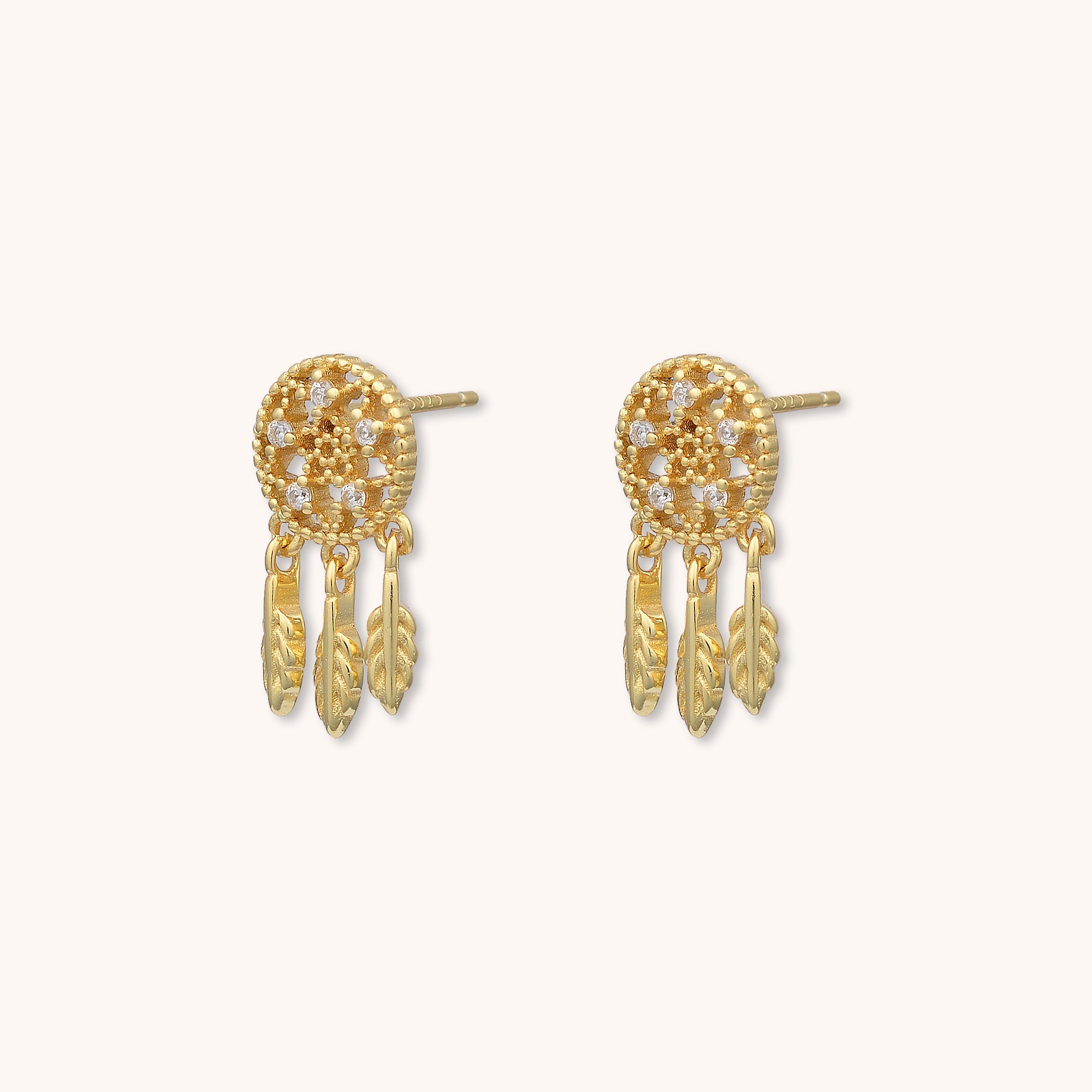 Dreamcatcher Stud Earrings Gold