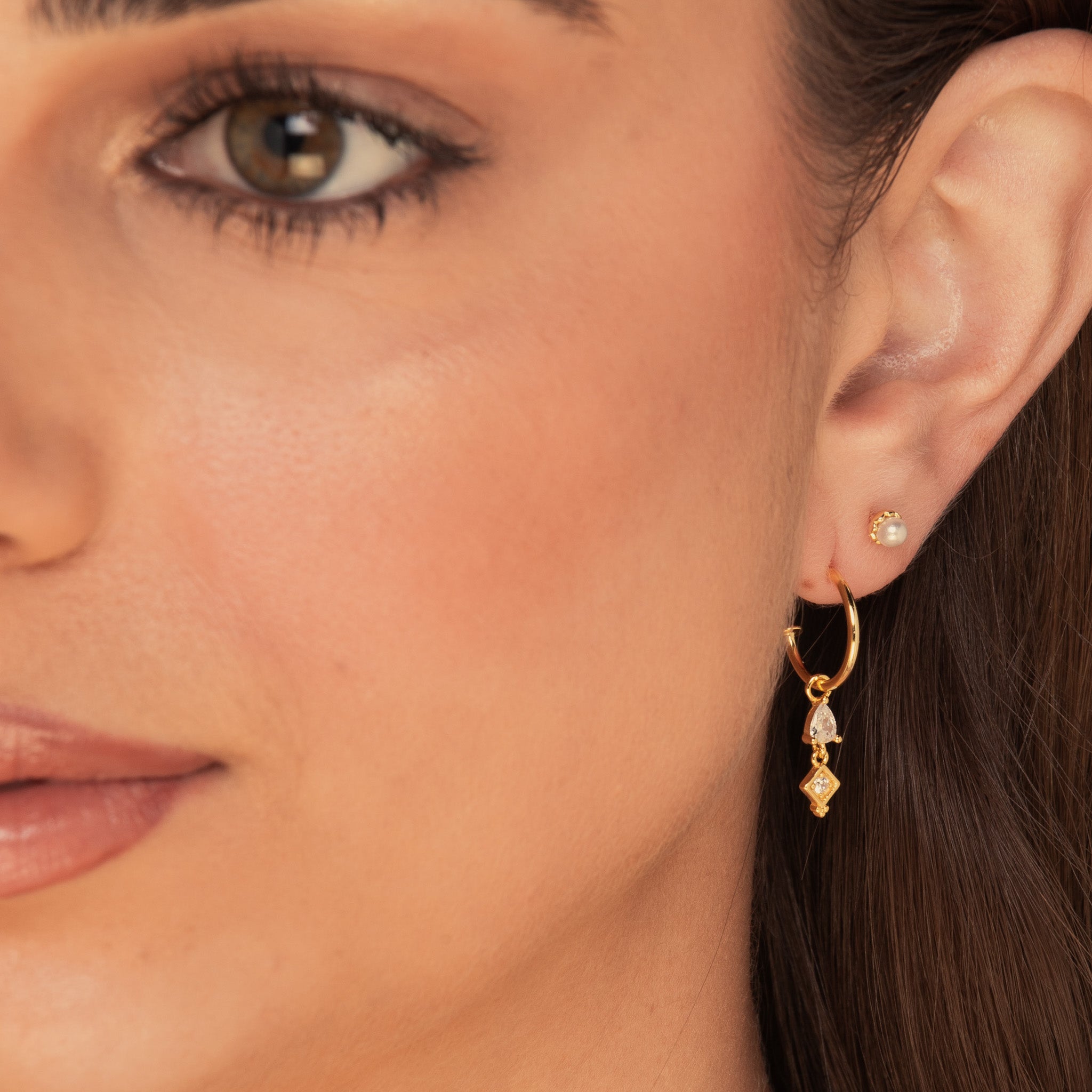 Bliss Teardrop Dangle Hoop Earrings Gold